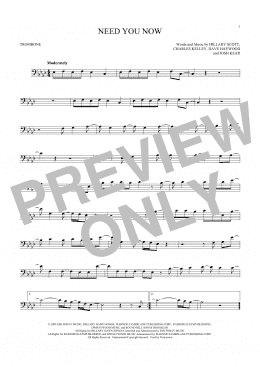 page one of Need You Now (Trombone Solo)