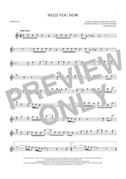 page one of Need You Now (Tenor Sax Solo)