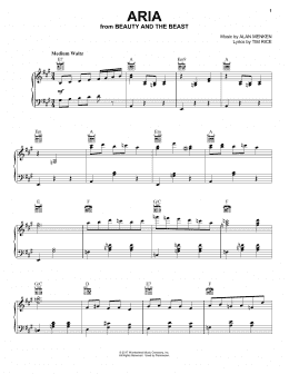 page one of Aria (from Beauty And The Beast) (Piano, Vocal & Guitar Chords (Right-Hand Melody))