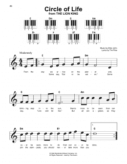 page one of Circle Of Life (from The Lion King) (Super Easy Piano)