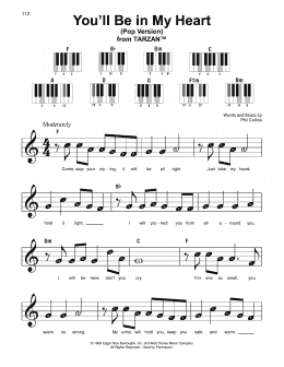 page one of You'll Be In My Heart (Pop Version) (from Tarzan) (Super Easy Piano)