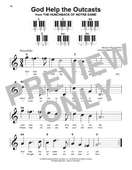 page one of God Help The Outcasts (from The Hunchback Of Notre Dame) (Super Easy Piano)