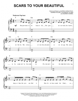 page one of Scars To Your Beautiful (Easy Piano)