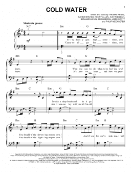 page one of Cold Water (featuring Justin Bieber and MO) (Easy Piano)