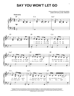page one of Say You Won't Let Go (Easy Piano)