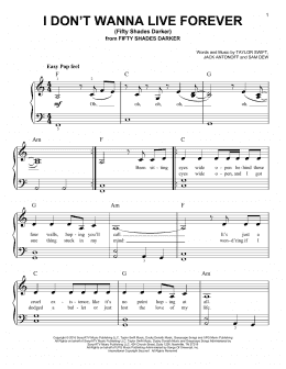 page one of I Don't Wanna Live Forever (Fifty Shades Darker) (Easy Piano)