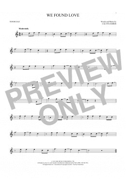 page one of We Found Love (Tenor Sax Solo)