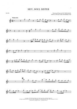 page one of Hey, Soul Sister (Flute Solo)