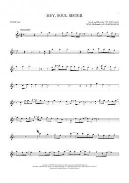 page one of Hey, Soul Sister (Tenor Sax Solo)