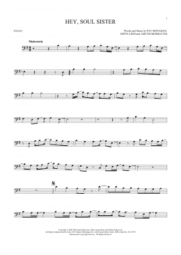 page one of Hey, Soul Sister (Cello Solo)