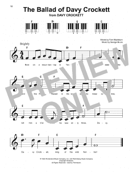 page one of The Ballad Of Davy Crockett (from Davy Crockett) (Super Easy Piano)