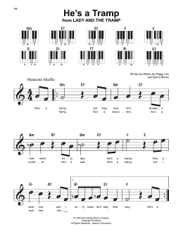 page one of He's A Tramp (from Lady And The Tramp) (Super Easy Piano)