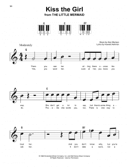 page one of Kiss The Girl (from The Little Mermaid) (Super Easy Piano)