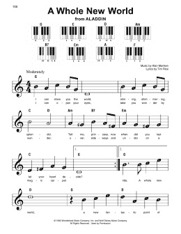 page one of A Whole New World (from Aladdin) (Super Easy Piano)