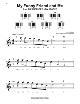page one of My Funny Friend And Me (from The Emperor's New Groove) (Super Easy Piano)