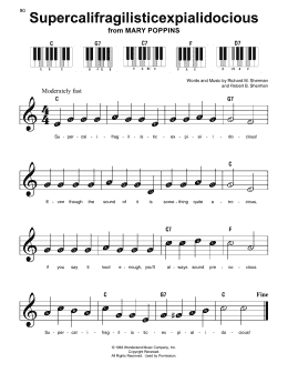 page one of Supercalifragilisticexpialidocious (from Mary Poppins) (Super Easy Piano)