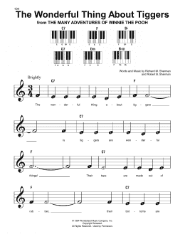 page one of The Wonderful Thing About Tiggers (from The Many Adventures Of Winnie The Pooh) (Super Easy Piano)