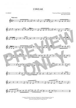 page one of I Swear (Clarinet Solo)