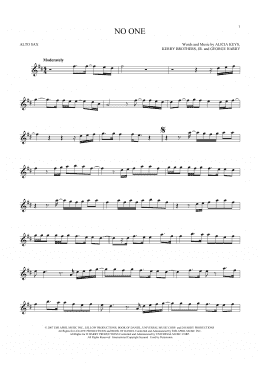 page one of No One (Alto Sax Solo)
