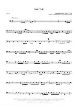 page one of No One (Cello Solo)