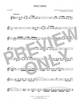 page one of Free Bird (Clarinet Solo)