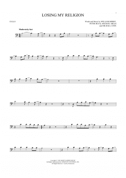page one of Losing My Religion (Cello Solo)