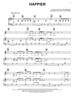 page one of Happier (Piano, Vocal & Guitar Chords (Right-Hand Melody))