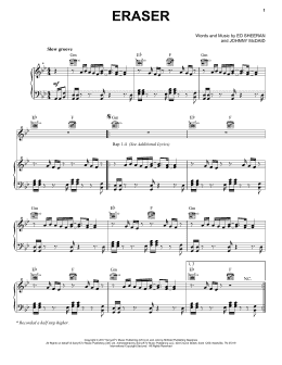 page one of Eraser (Piano, Vocal & Guitar Chords (Right-Hand Melody))