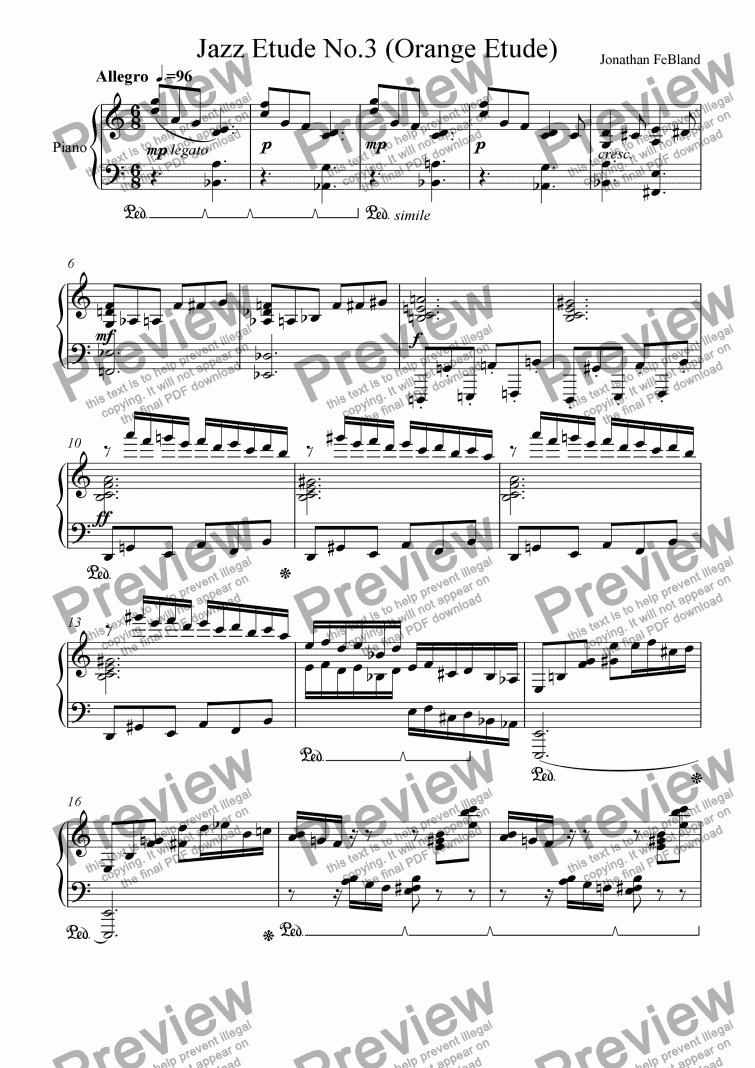page one of Jazz Etude No.3 (Orange Etude)