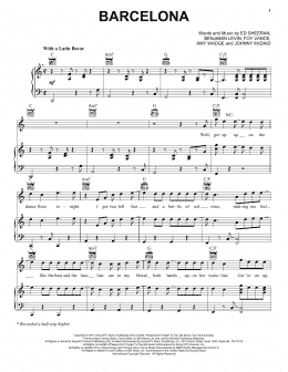 page one of Barcelona (Piano, Vocal & Guitar Chords (Right-Hand Melody))