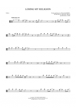 page one of Losing My Religion (Viola Solo)