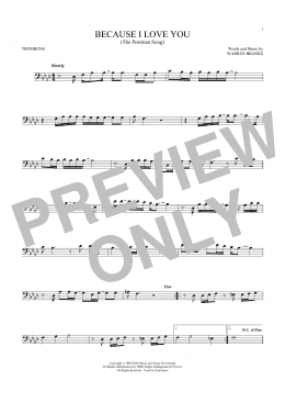 page one of Because I Love You (The Postman Song) (Trombone Solo)