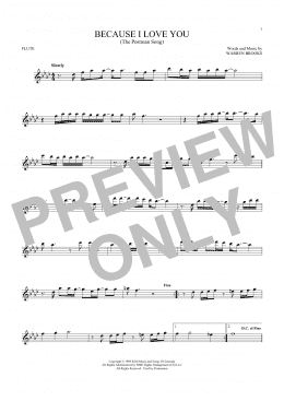 page one of Because I Love You (The Postman Song) (Flute Solo)
