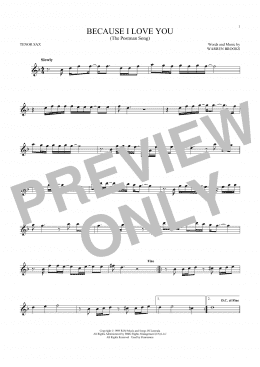 page one of Because I Love You (The Postman Song) (Tenor Sax Solo)