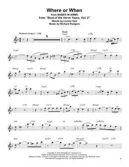 page one of Where Or When (Tenor Sax Transcription)