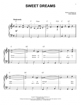 page one of Sweet Dreams (Easy Piano)