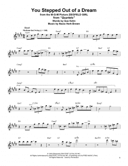 page one of You Stepped Out Of A Dream (Tenor Sax Transcription)