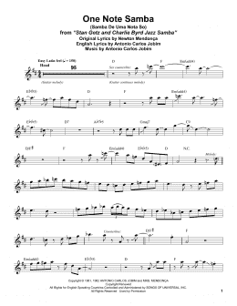 page one of One Note Samba (Samba De Uma Nota So) (Tenor Sax Transcription)