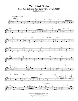 page one of Yardbird Suite (Tenor Sax Transcription)