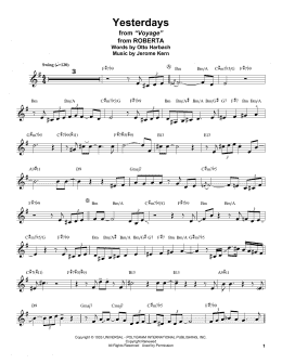 page one of Yesterdays (Tenor Sax Transcription)