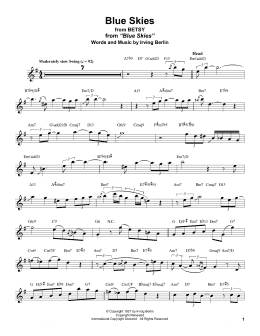 page one of Blue Skies (Tenor Sax Transcription)