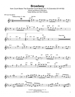 page one of Broadway (Tenor Sax Transcription)