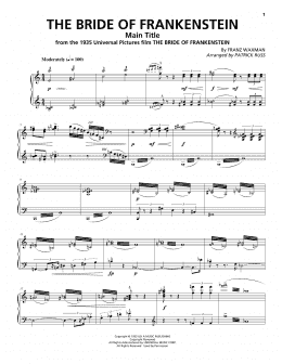page one of The Bride Of Frankenstein - Main Title (Piano & Vocal)
