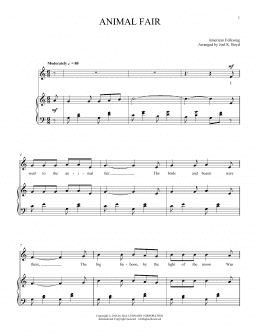 page one of Animal Fair (Piano & Vocal)