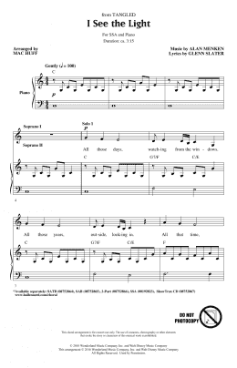 page one of I See The Light (from Tangled) (arr. Mac Huff) (SSA Choir)