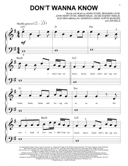 page one of Don't Wanna Know (Big Note Piano)