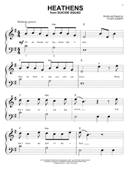 page one of Heathens (Big Note Piano)