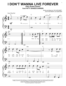 page one of I Don't Wanna Live Forever (Fifty Shades Darker) (Big Note Piano)