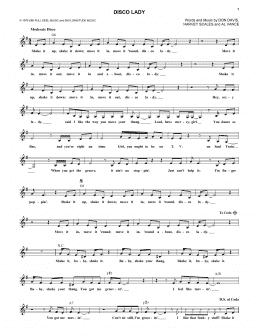 page one of Disco Lady (Lead Sheet / Fake Book)