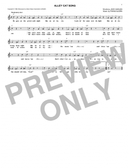 page one of Alley Cat Song (Lead Sheet / Fake Book)